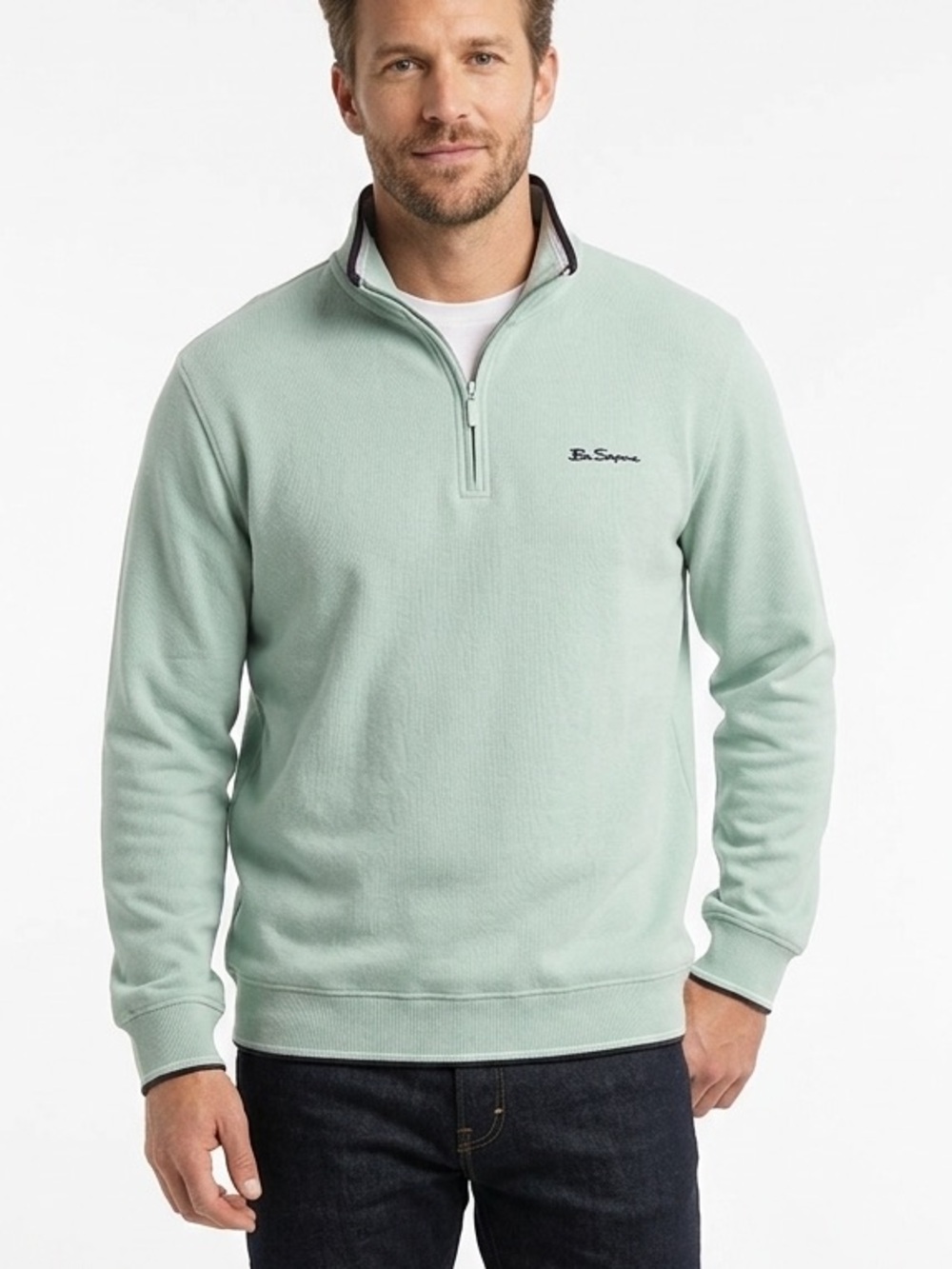 BEN SHERMAN New Lightweight Quarter Zip Pullover Long Sleeve Regular Fit Sz XXL